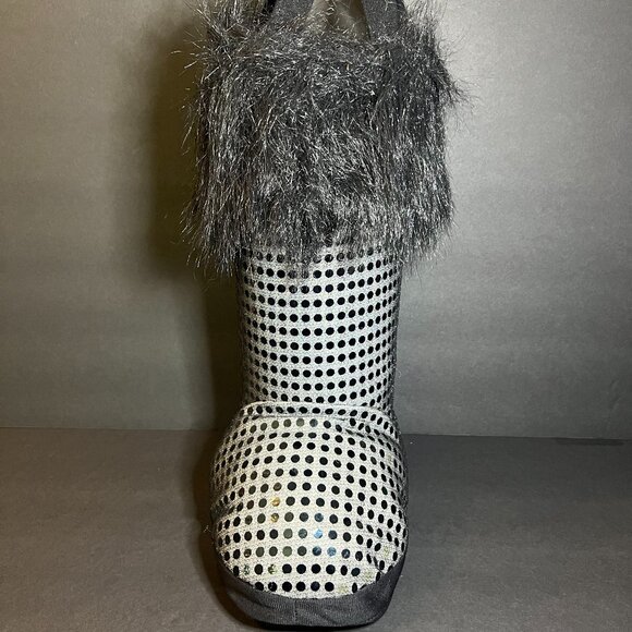 PTI Group 2014 Black Sparkle Polka Dot Faux Fur Boot Purse Tote Bag w/ Handles - Picture 5 of 9